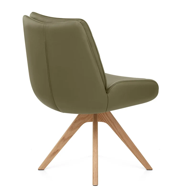 Chaise Bois Cuir Véritable - Madrid Vert