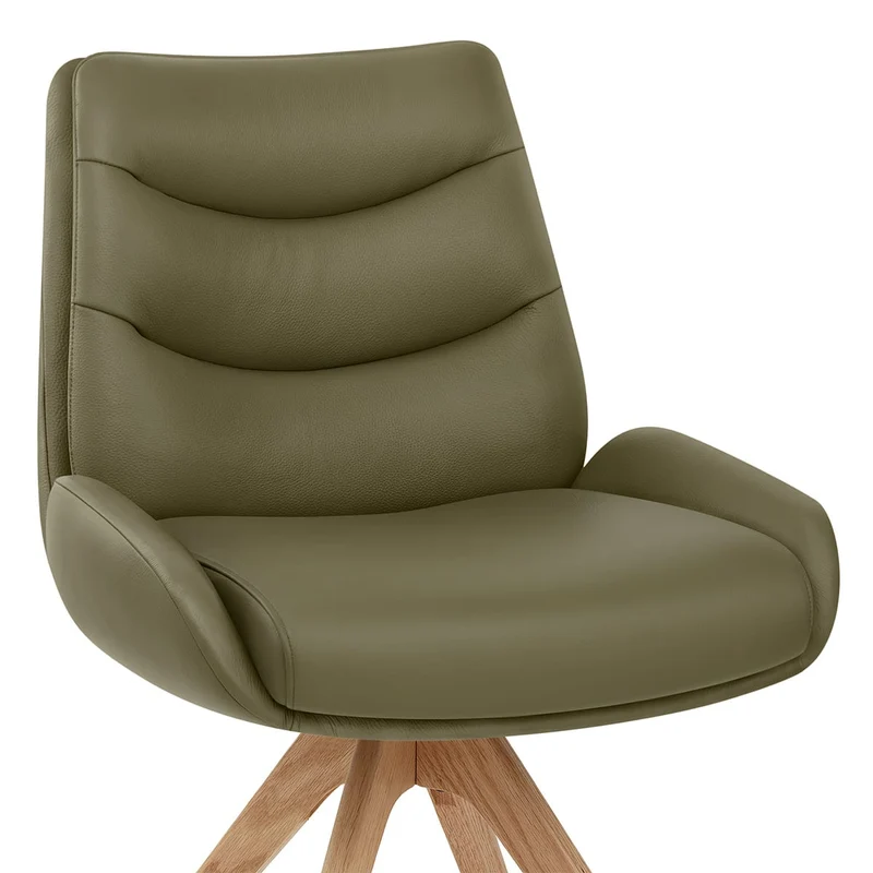 Chaise Bois Cuir Véritable - Madrid Vert