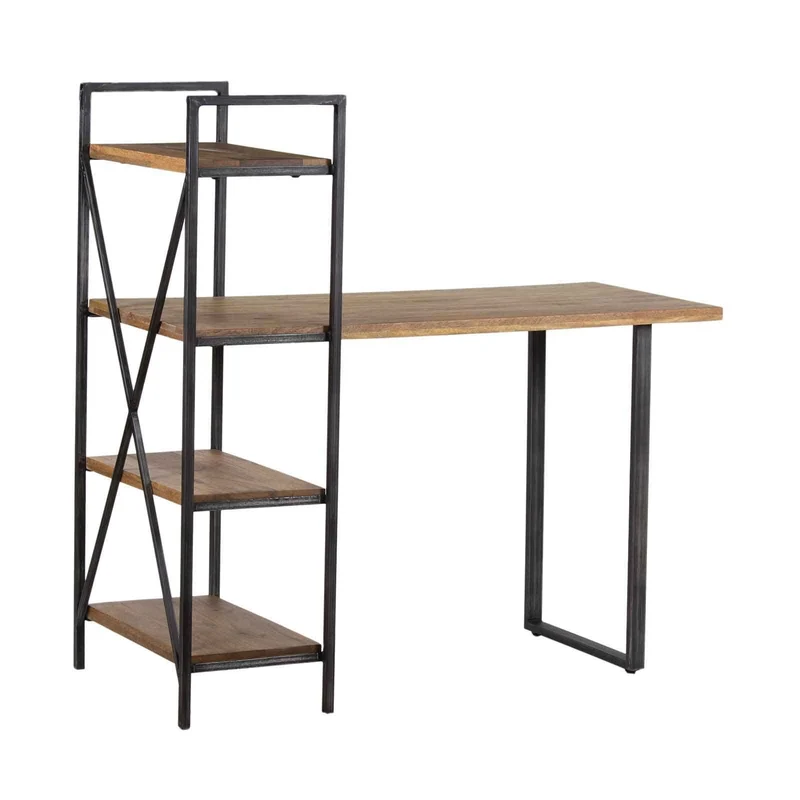 Bureau avec étagère en bois massif manguier - Stockholm