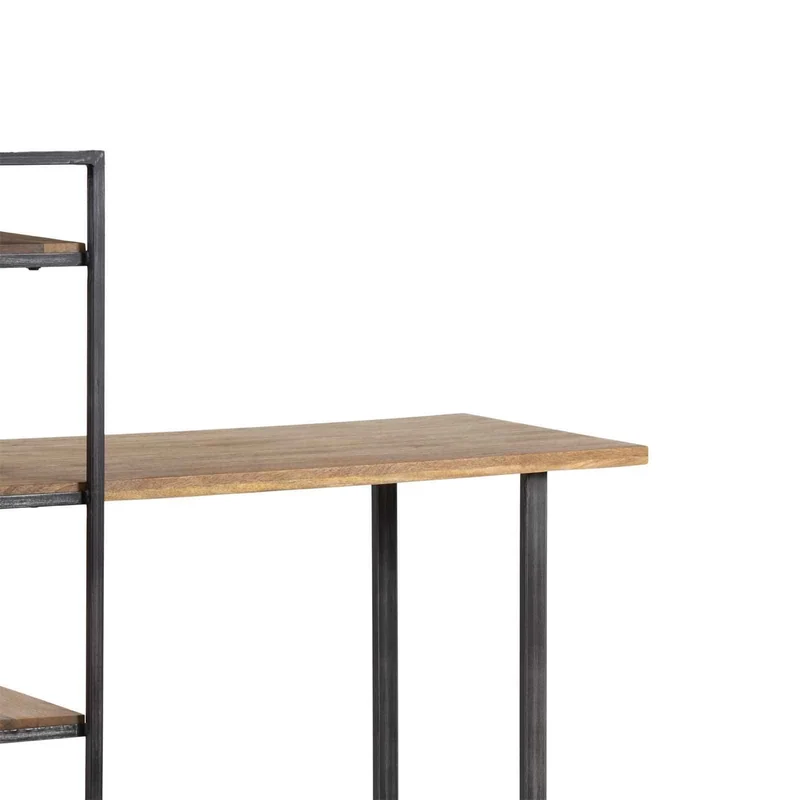 Bureau avec étagère en bois massif manguier - Stockholm