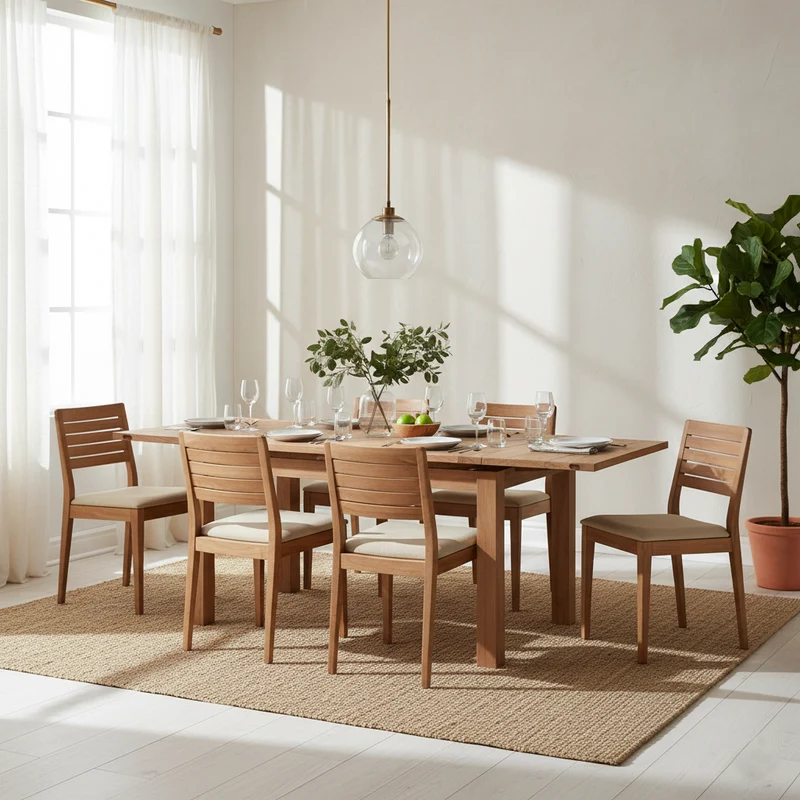 Table rectangulaire à rallonges 130x90cm naturelle | Acacia Gordon