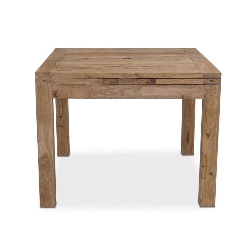 Table carrée à rallonges 100x100cm naturelle | Acacia Gordon