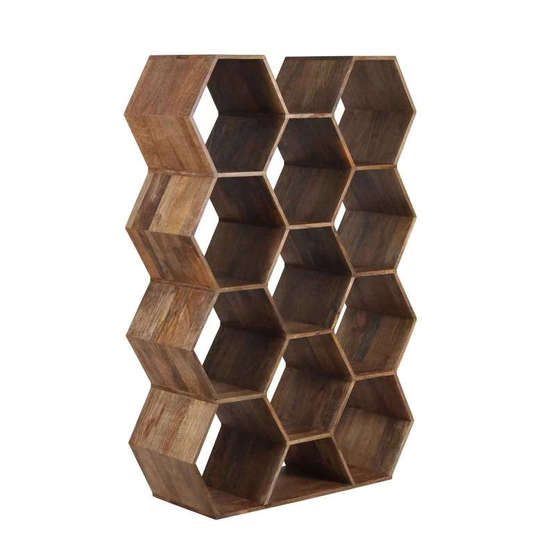 Grande étagère hexagonale | Bois de manguier