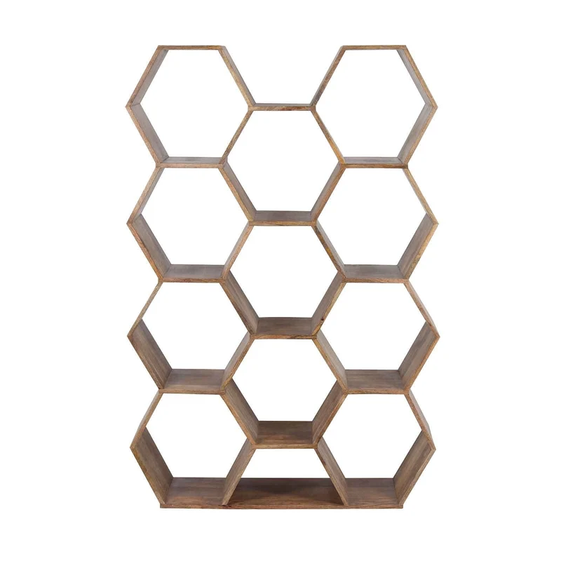 Grande étagère hexagonale | Bois de manguier