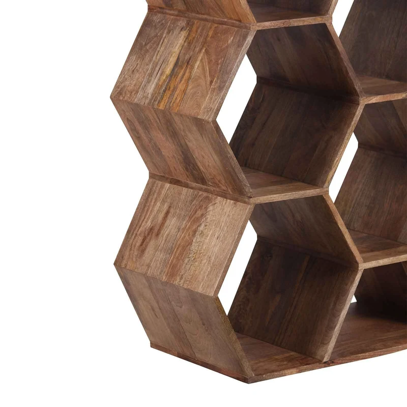 Grande étagère hexagonale | Bois de manguier