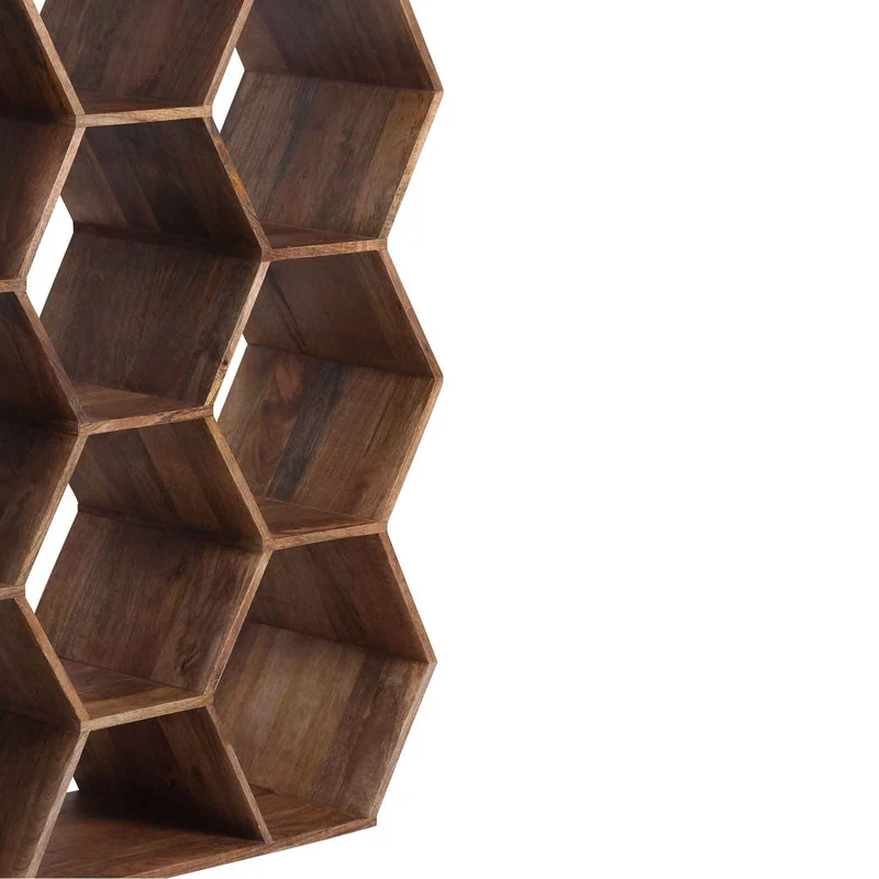Grande étagère hexagonale | Bois de manguier