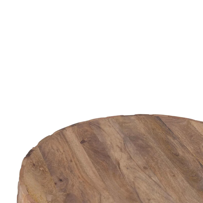 Table basse ronde sculptée | Bois de manguier