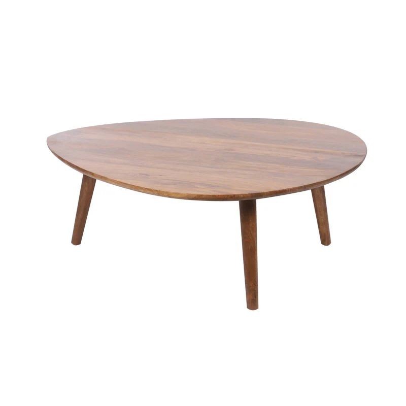 Table basse elliptique en manguier massif