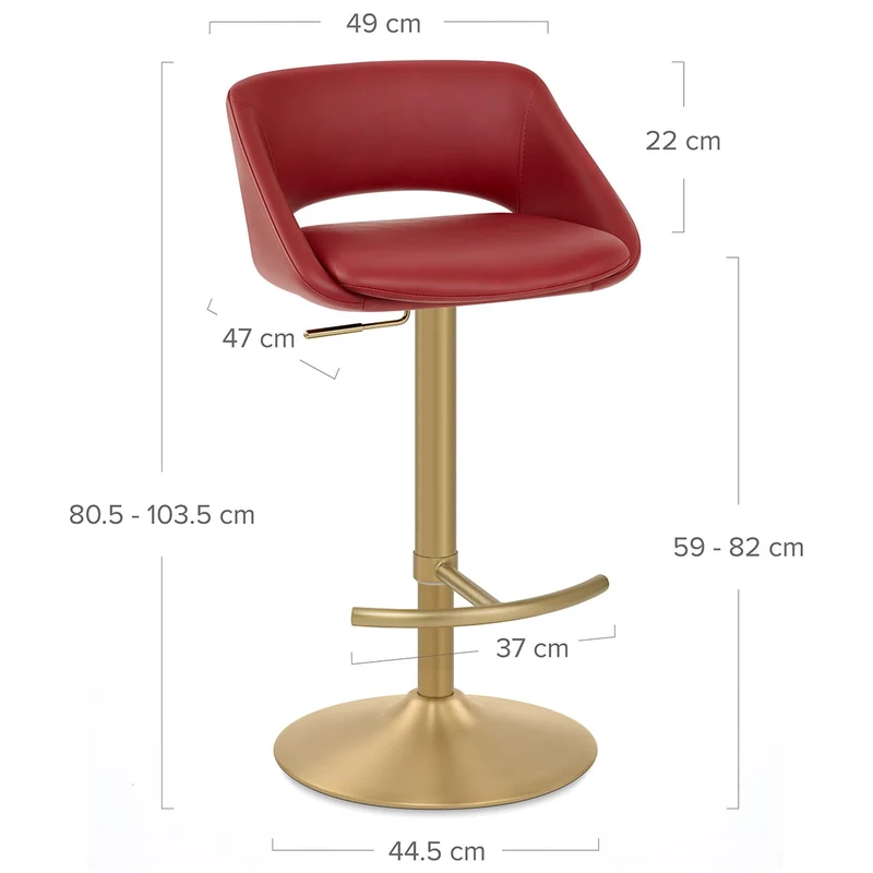 Tabouret de Bar Metal Doré - Tulsa Rouge