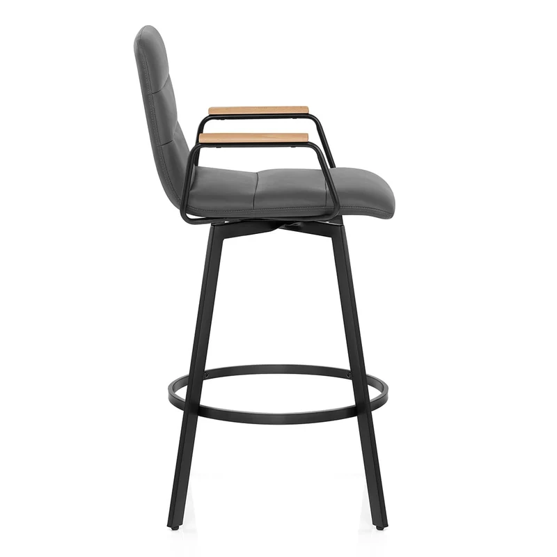 Tabouret Faux Cuir Chene - Marco Gris