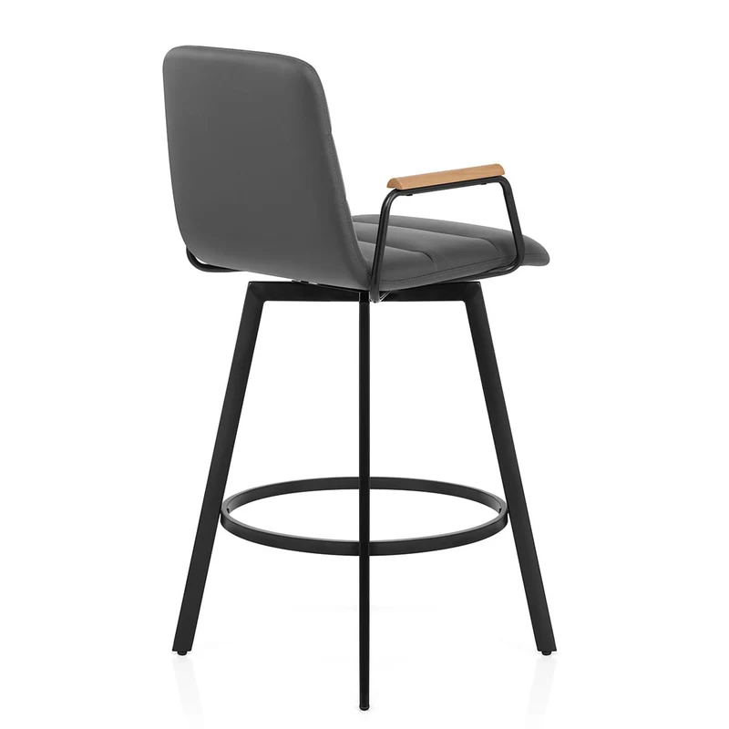 Tabouret Faux Cuir Chene - Marco Gris