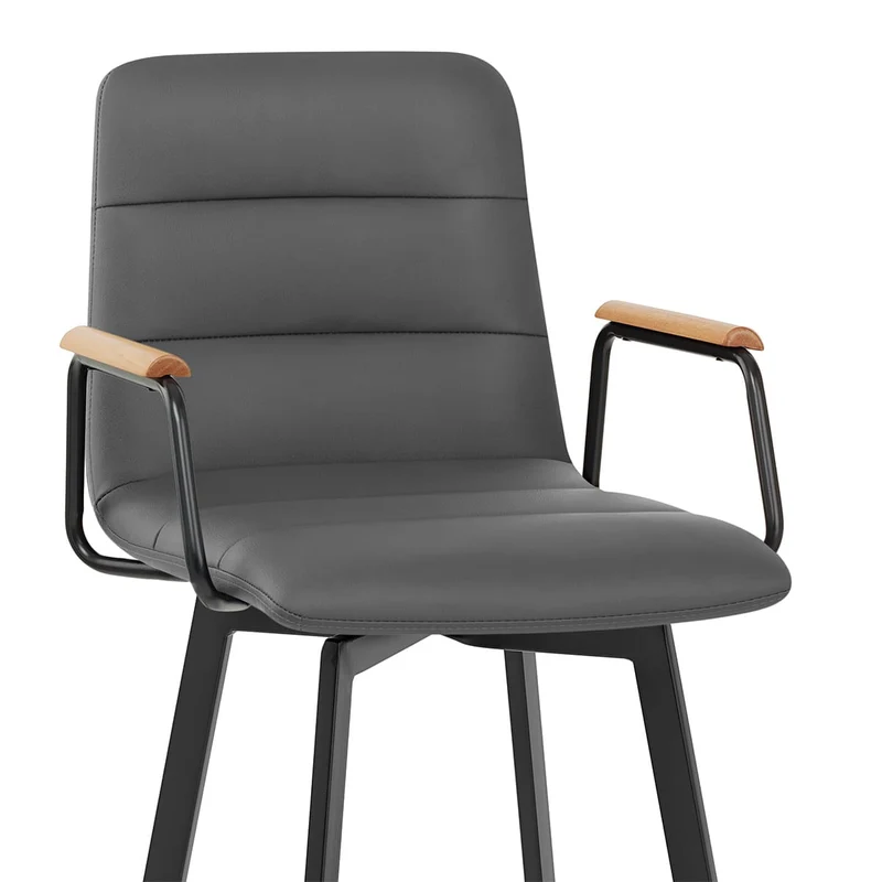 Tabouret Faux Cuir Chene - Marco Gris