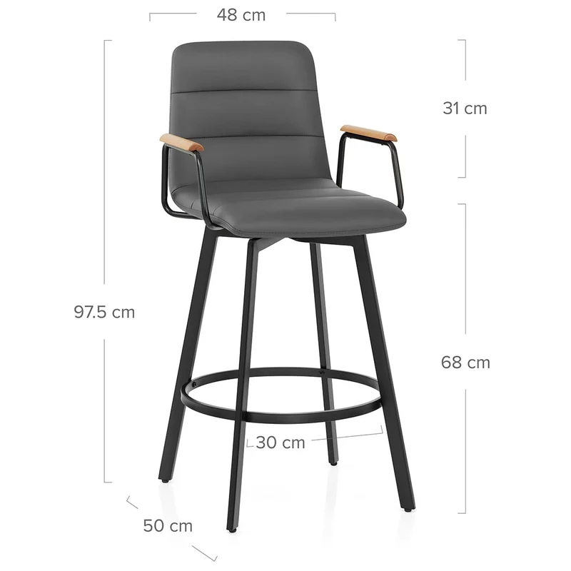 Tabouret Faux Cuir Chene - Marco Gris