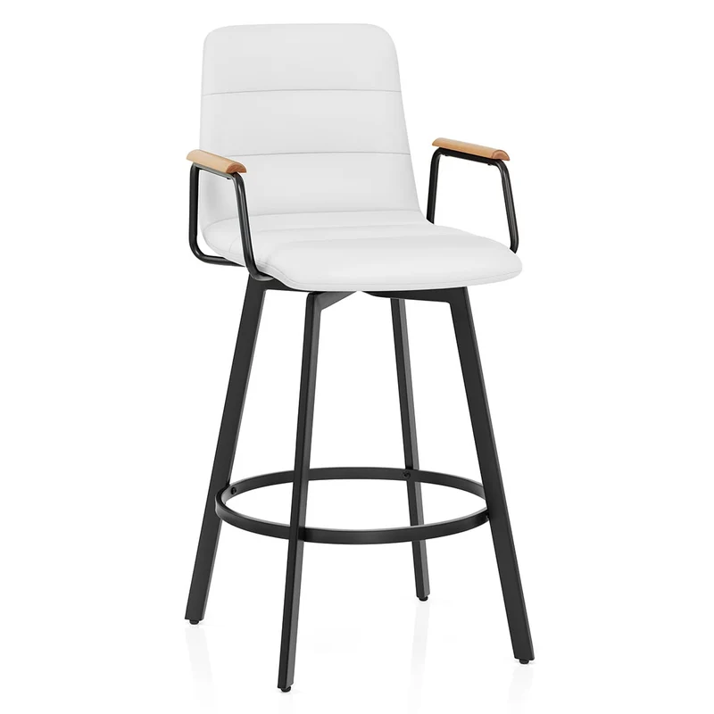 Tabouret Faux Cuir Chene - Marco Blanc