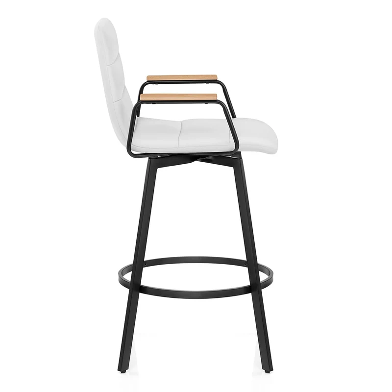 Tabouret Faux Cuir Chene - Marco Blanc