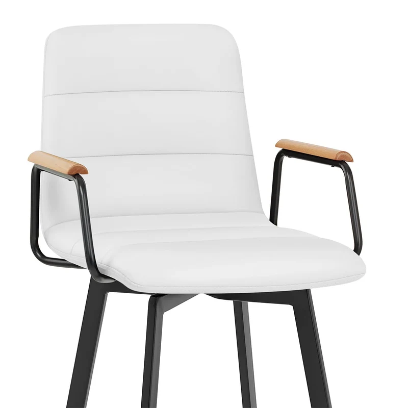 Tabouret Faux Cuir Chene - Marco Blanc