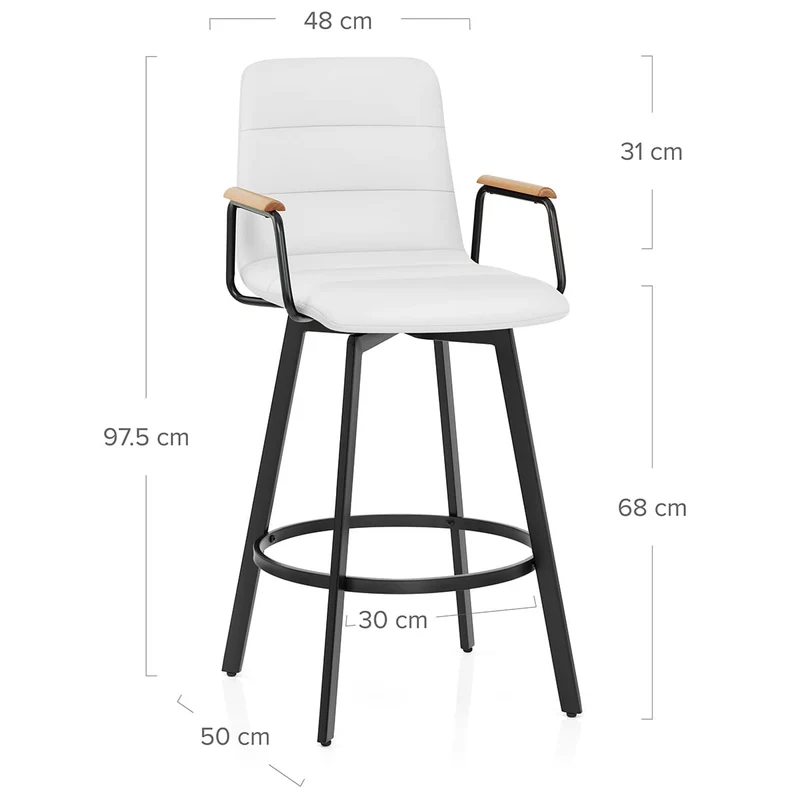 Tabouret Faux Cuir Chene - Marco Blanc