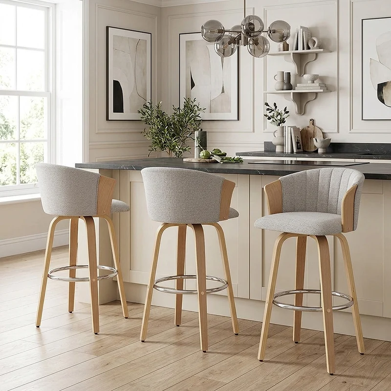 Tabouret de bar Tissu - Coral Gris