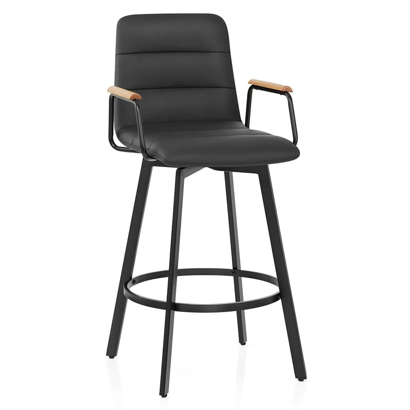 Tabouret Faux Cuir Chene - Marco Noir