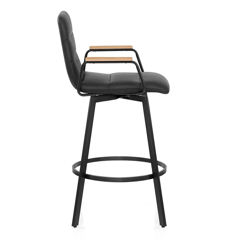Tabouret Faux Cuir Chene - Marco Noir