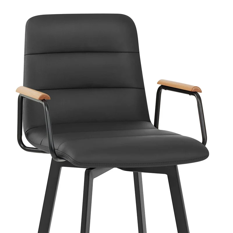 Tabouret Faux Cuir Chene - Marco Noir