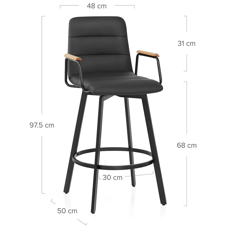 Tabouret Faux Cuir Chene - Marco Noir