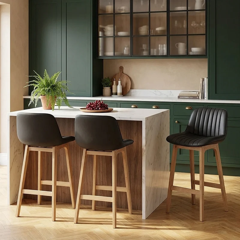 Tabouret de bar faux cuir - Cove Noir