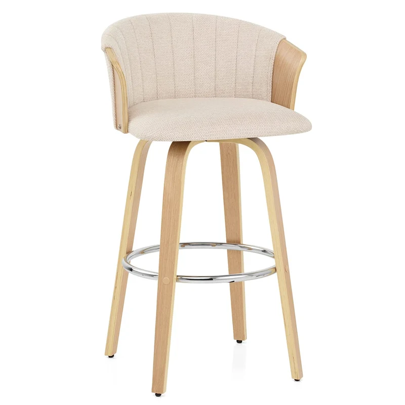 Tabouret de bar Tissu - Coral Crème
