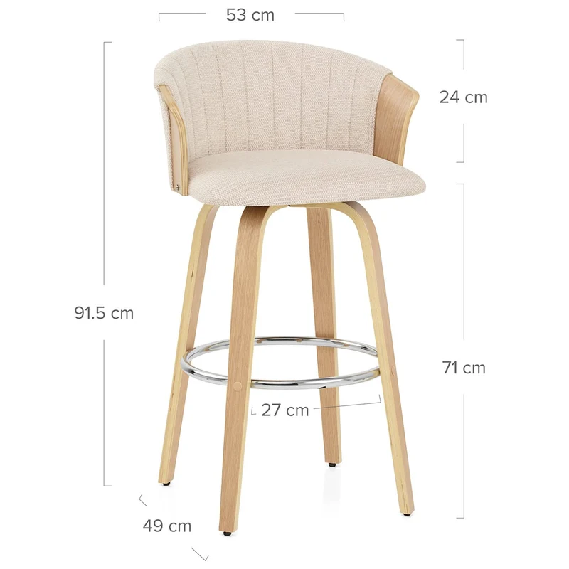 Tabouret de bar Tissu - Coral Crème
