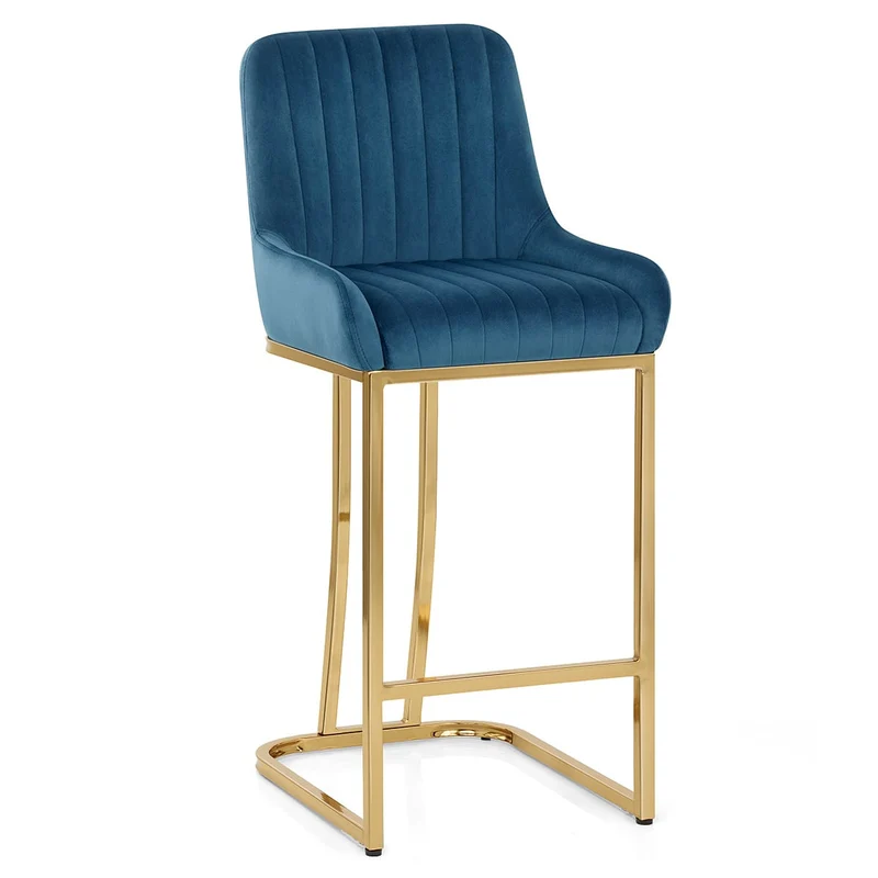 Tabouret de Bar Velours - Paget Bleu