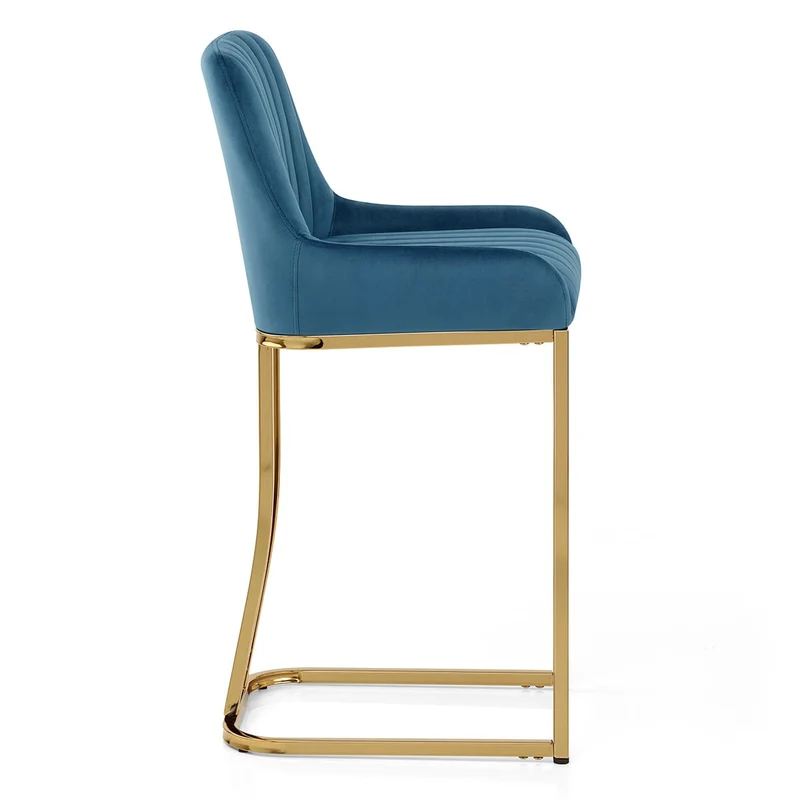 Tabouret de Bar Velours - Paget Bleu