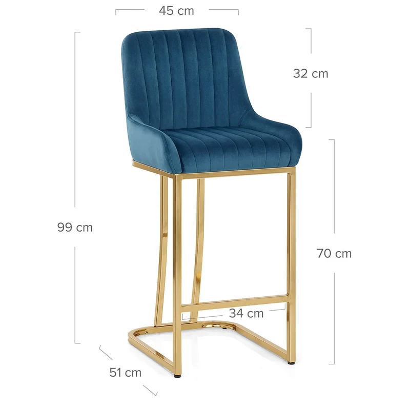 Tabouret de Bar Velours - Paget Bleu