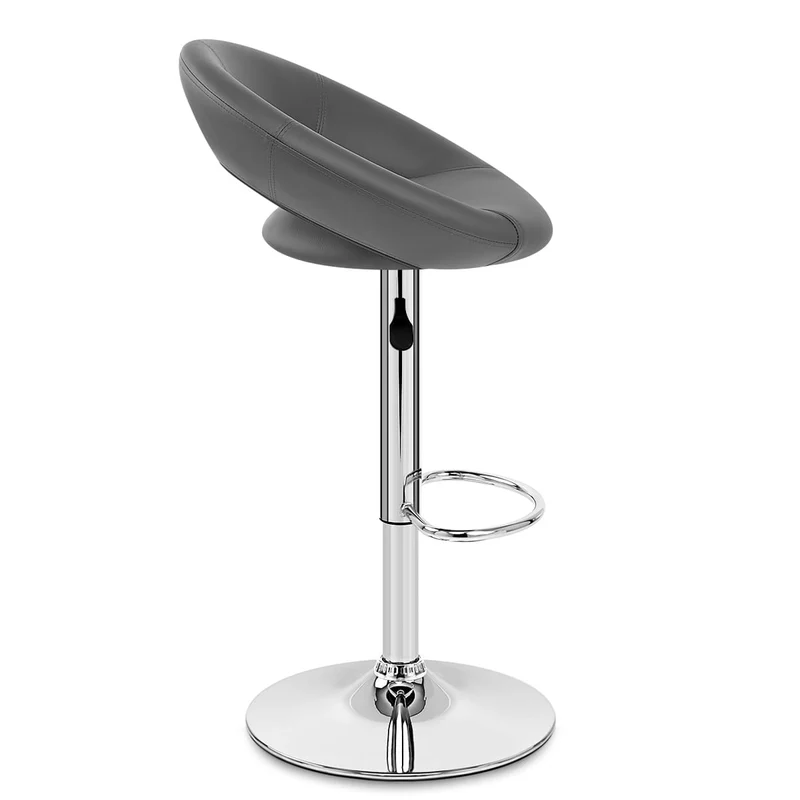 Chaise de Bar Faux Cuir Chrome - Crescent Matelassé Gris