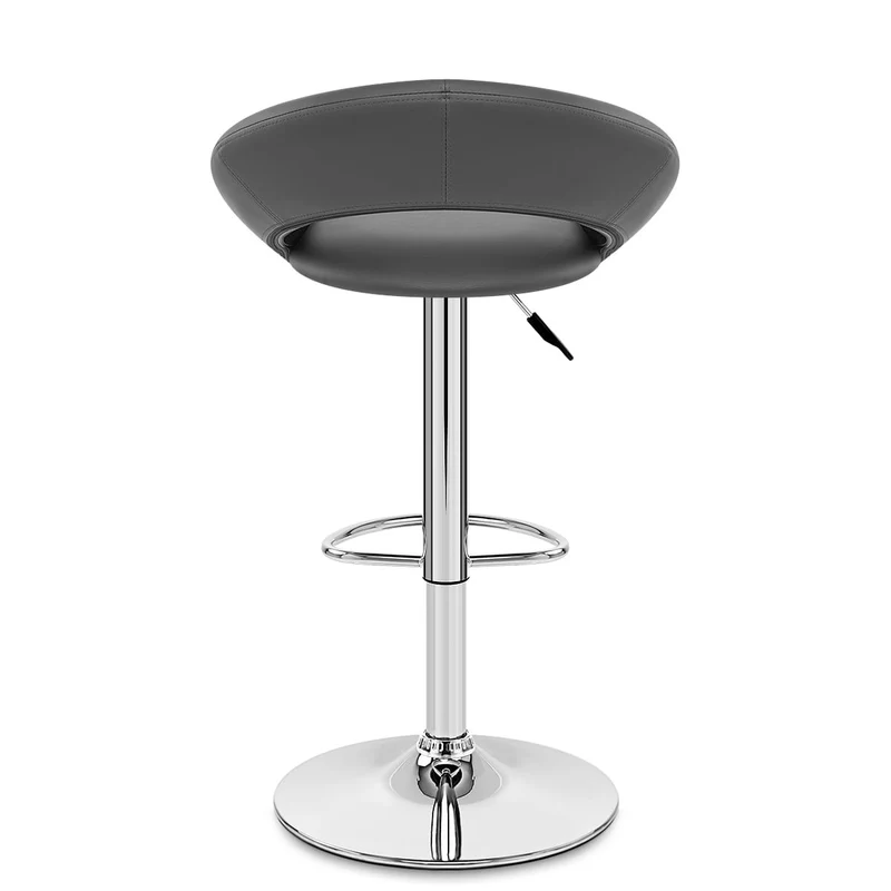 Chaise de Bar Faux Cuir Chrome - Crescent Matelassé Gris