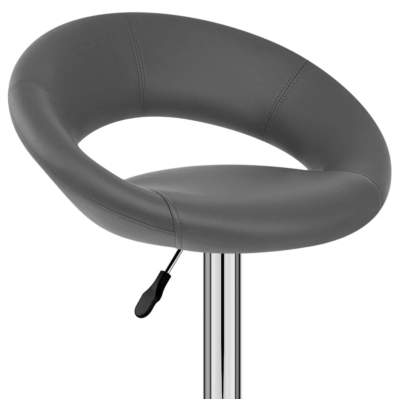 Chaise de Bar Faux Cuir Chrome - Crescent Matelassé Gris