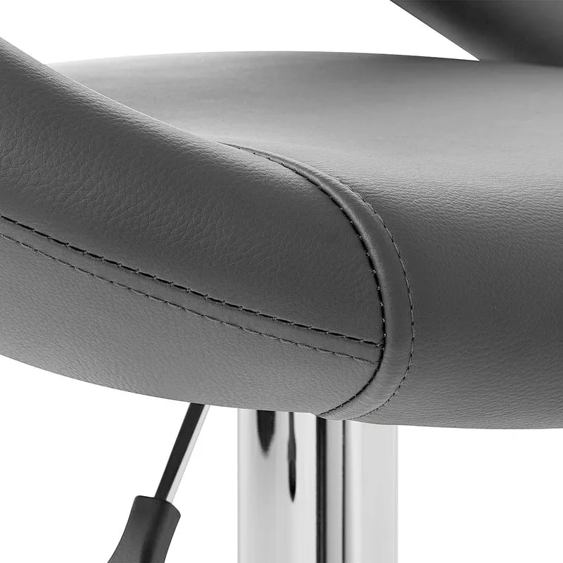 Chaise de Bar Faux Cuir Chrome - Crescent Matelassé Gris