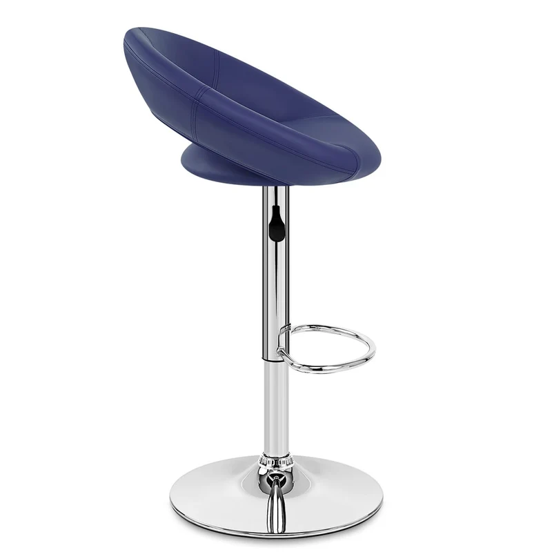 Chaise de Bar Faux Cuir Chrome - Crescent Matelassé Bleu