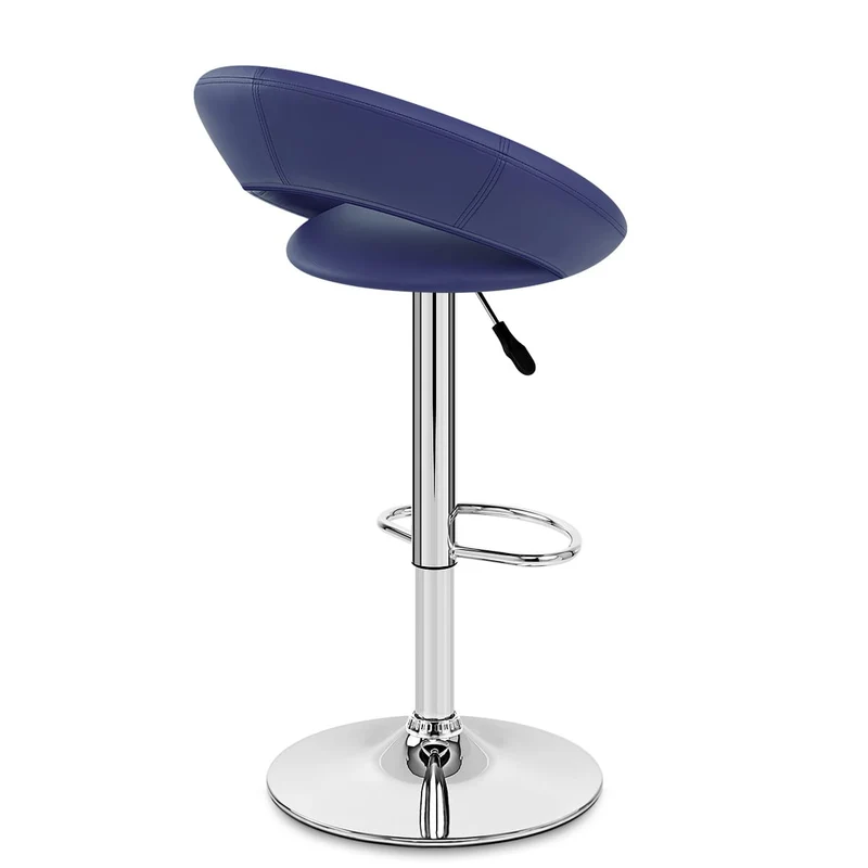 Chaise de Bar Faux Cuir Chrome - Crescent Matelassé Bleu