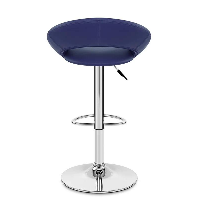 Chaise de Bar Faux Cuir Chrome - Crescent Matelassé Bleu