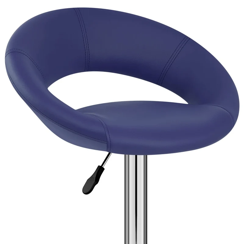 Chaise de Bar Faux Cuir Chrome - Crescent Matelassé Bleu