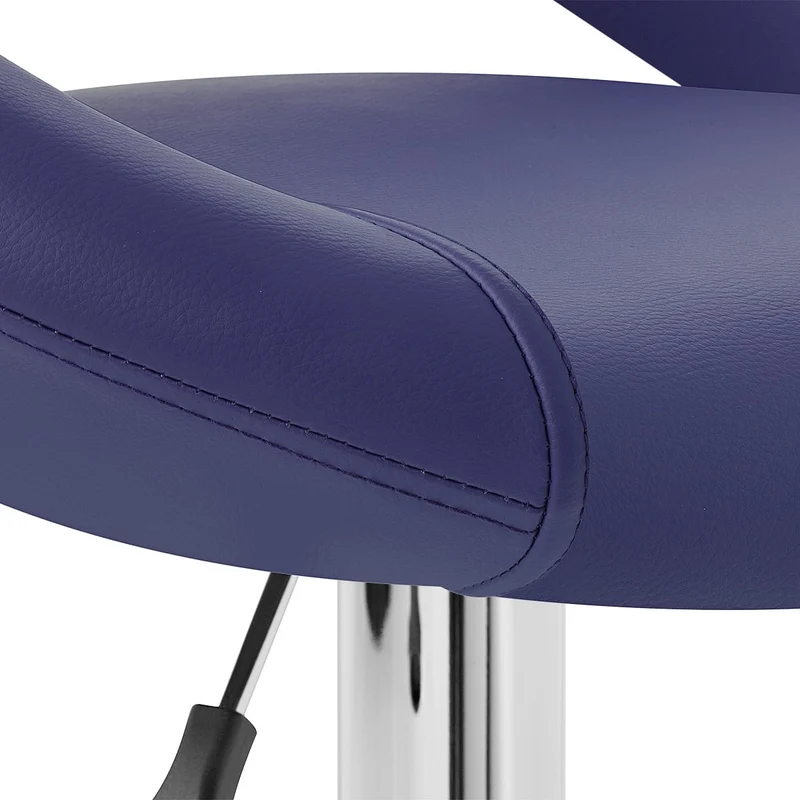 Chaise de Bar Faux Cuir Chrome - Crescent Matelassé Bleu