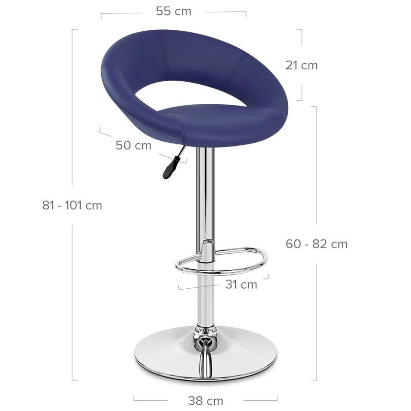Chaise de Bar Faux Cuir Chrome - Crescent Matelassé Bleu