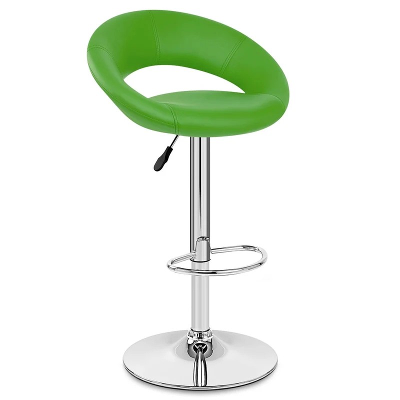 Chaise de Bar Faux Cuir Chrome - Crescent Matelassé Vert