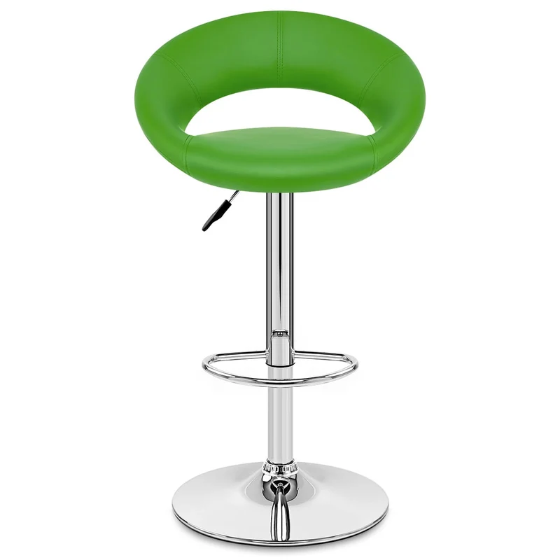Chaise de Bar Faux Cuir Chrome - Crescent Matelassé Vert