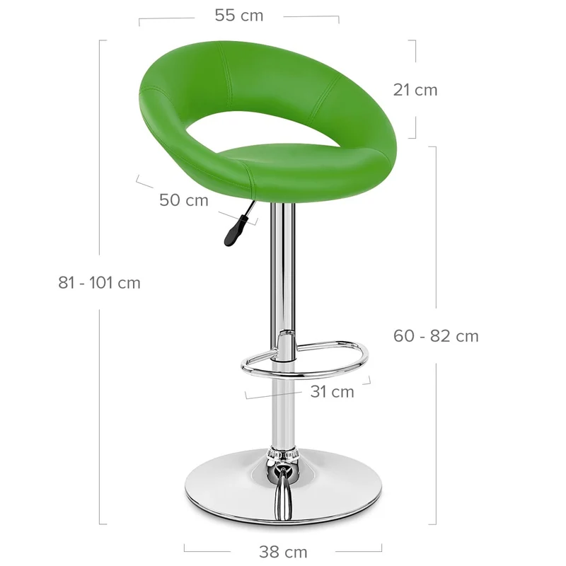 Chaise de Bar Faux Cuir Chrome - Crescent Matelassé Vert