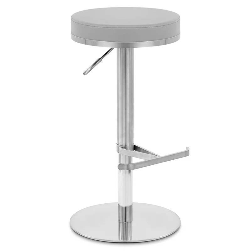 Chaise de Bar Faux Cuir Chrome Brossé - Oracle Gris