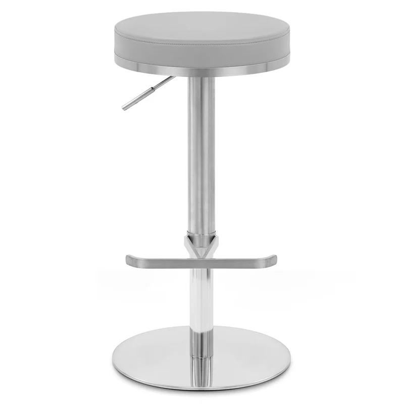 Chaise de Bar Faux Cuir Chrome Brossé - Oracle Gris