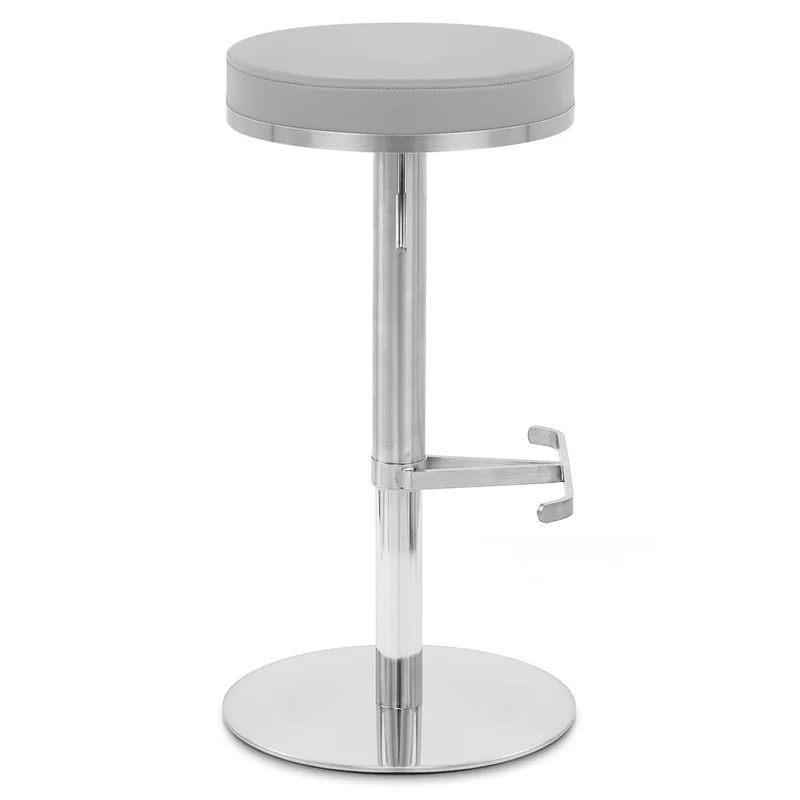 Chaise de Bar Faux Cuir Chrome Brossé - Oracle Gris
