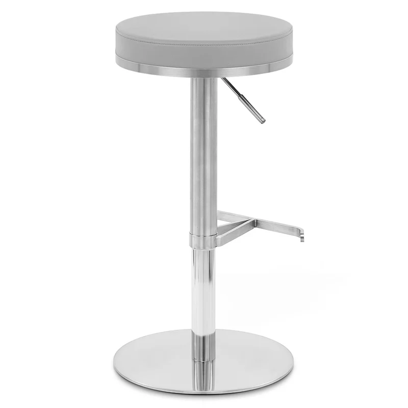 Chaise de Bar Faux Cuir Chrome Brossé - Oracle Gris