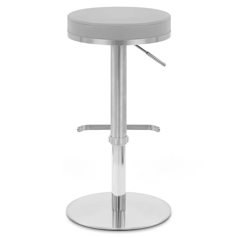 Chaise de Bar Faux Cuir Chrome Brossé - Oracle Gris